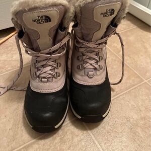 The North Face Beige and Black Winter Boots